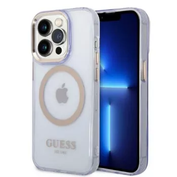 Guess Gold Outline Translucent pevné puzdro pre Apple iPhone 14 Pro 6,1