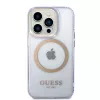 Guess Gold Outline Translucent pevné puzdro pre Apple iPhone 14 Pro 6,1