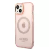 Guess Gold Outline Translucent MagSafe pevné puzdro pre iPhone 13/14/15 6,1