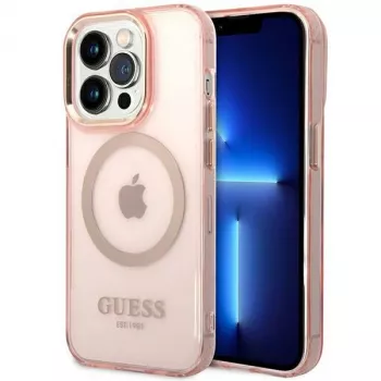 Guess Gold Outline Translucent MagSafe puzdro pre iPhone 14 Pro Max 6,7
