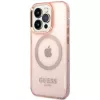 Guess Gold Outline Translucent MagSafe puzdro pre iPhone 14 Pro Max 6,7
