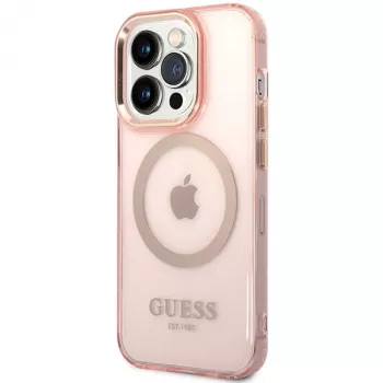 Guess Gold Outline Translucent MagSafe puzdro pre iPhone 14 Pro Max 6,7