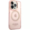 Guess Gold Outline Translucent MagSafe puzdro pre iPhone 14 Pro Max 6,7