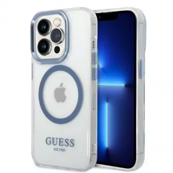 Guess Metal Outline MagSafe pevné puzdro pre Apple iPhone 14 Pro Max 6,7