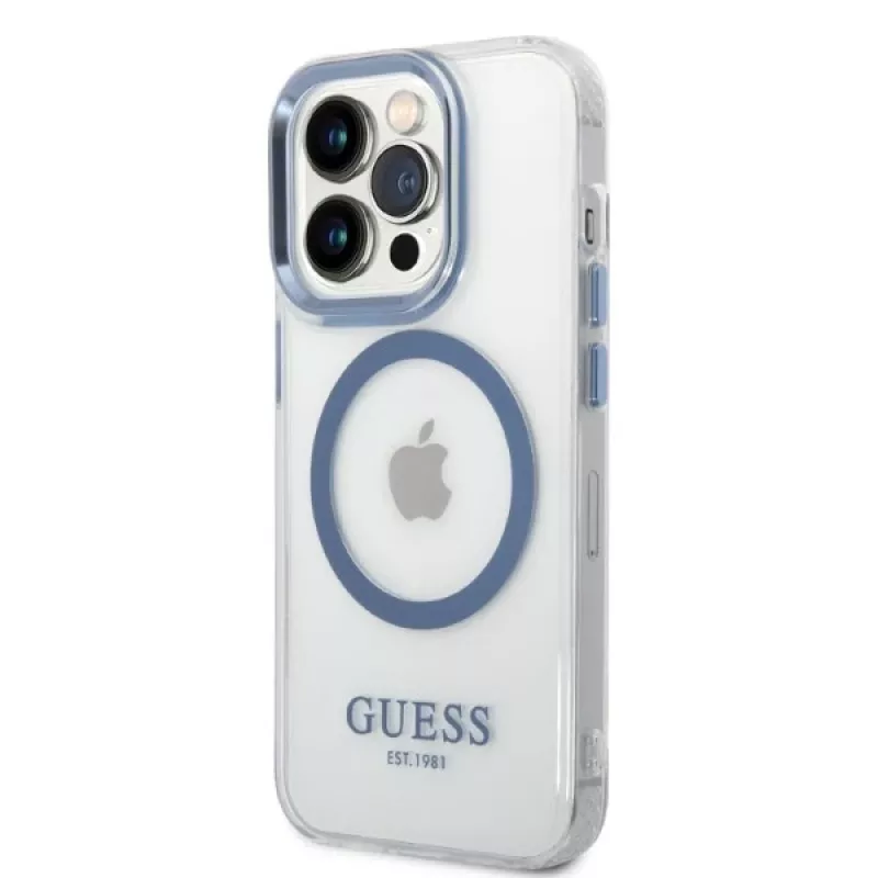 Guess Metal Outline MagSafe pevné puzdro pre Apple iPhone 14 Pro Max 6,7