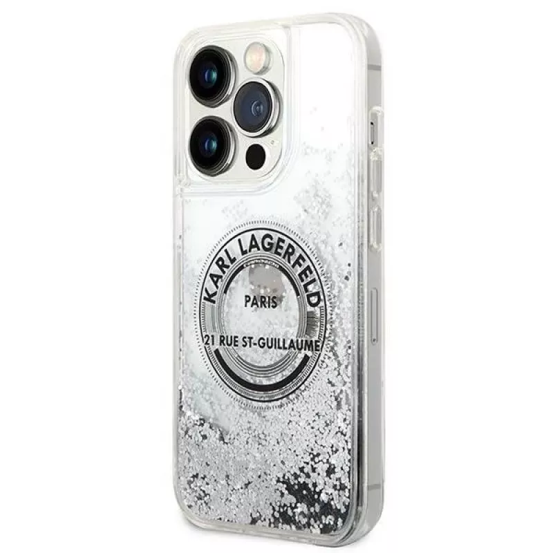 Karl Lagerfeld KLHCP14XLCRSGRS Liquid Glitter pevné puzdro pre Apple iPhone 14 Pro Max 6,7