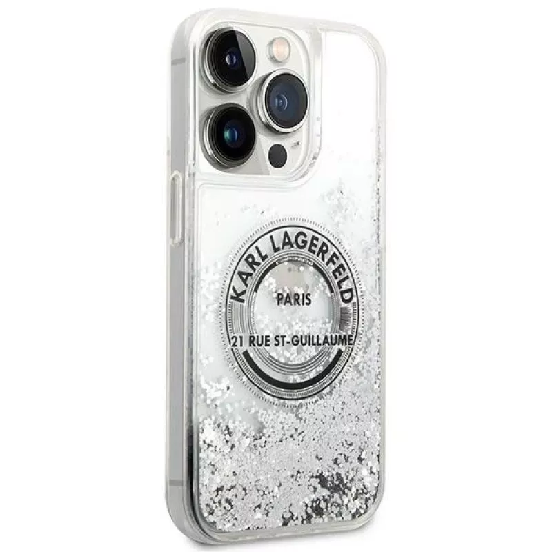 Karl Lagerfeld KLHCP14XLCRSGRS Liquid Glitter pevné puzdro pre Apple iPhone 14 Pro Max 6,7