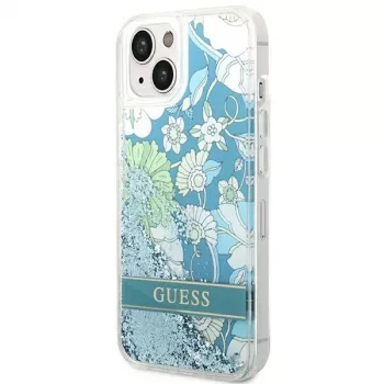 Guess GUHCP14SLFLSN Flower Liquid Glitter pevné puzdro pre Apple iPhone 13 / 14 / 15 6,1