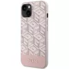 GUESS iPhone 13/14/15 ružové puzdro GCube Stripes MagSafe
