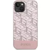 GUESS iPhone 13/14/15 ružové puzdro GCube Stripes MagSafe