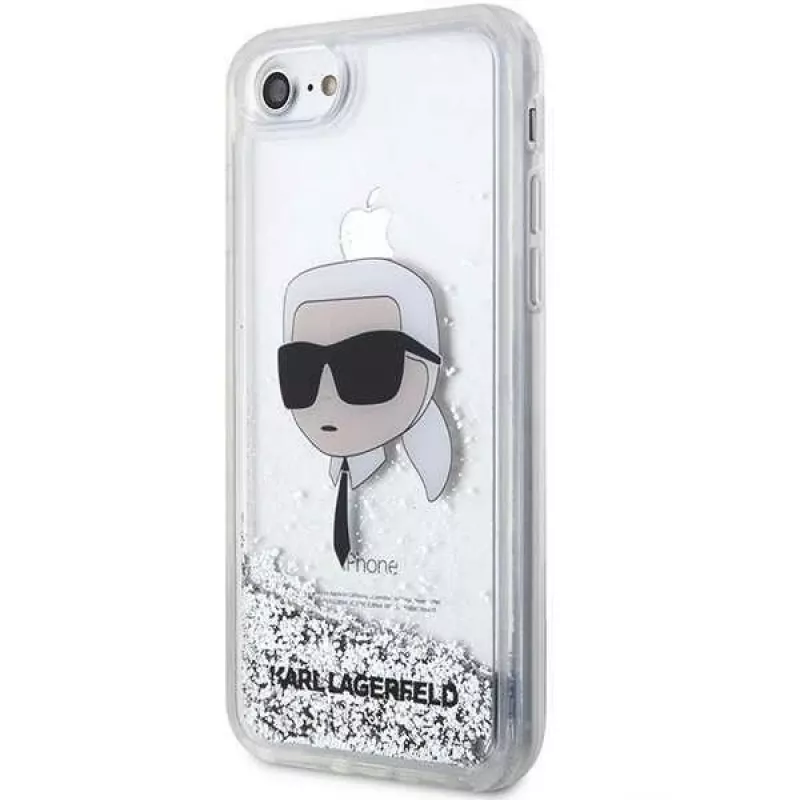 Karl Lagerfeld KLHCI8LNKHCH puzdro Glitter Karl Head pre iPhone 7/8/SE 2020/SE 2022, strieborná