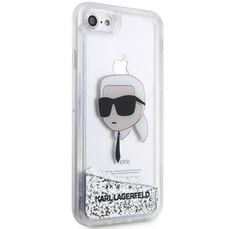 Karl Lagerfeld KLHCI8LNKHCH puzdro Glitter Karl Head pre iPhone 7/8/SE 2020/SE 2022, strieborná