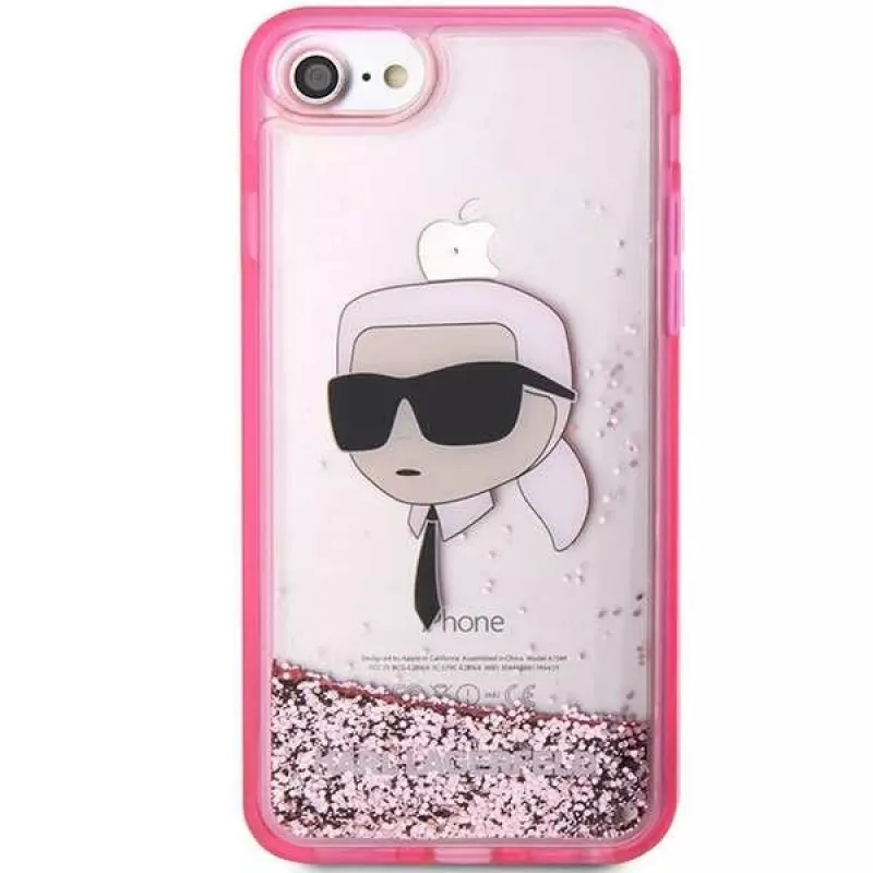 Karl Lagerfeld KLHCI8LNKHCP puzdro Glitter Karl Head pre iPhone 7/8/SE 2020/SE 2022, ružová