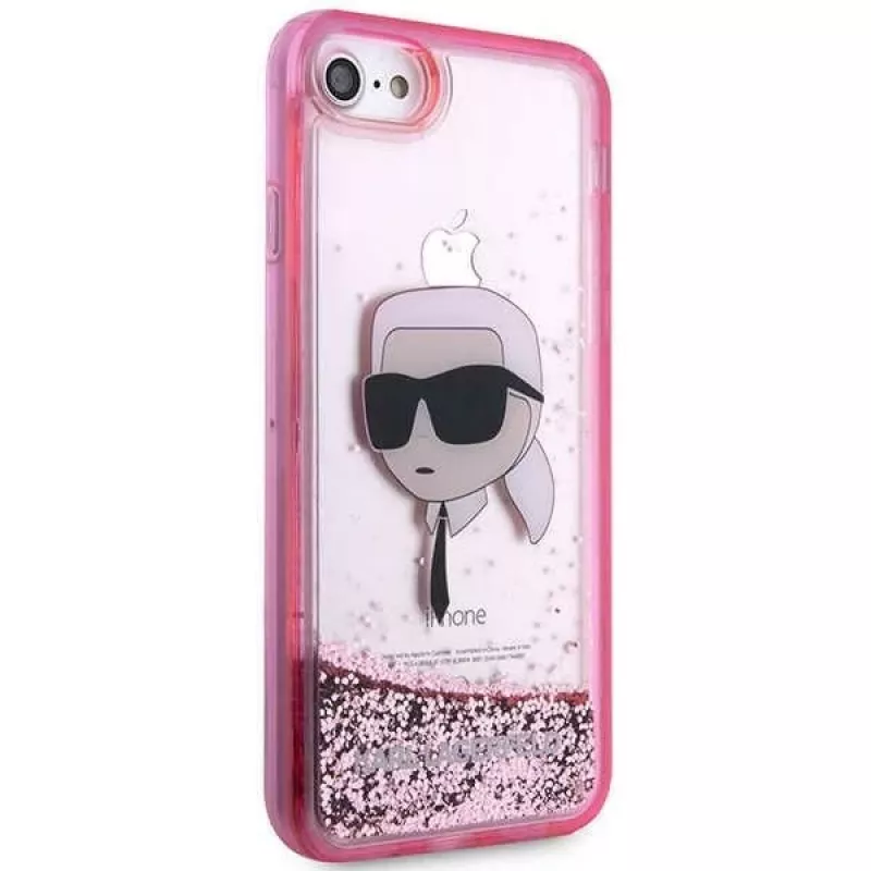 Karl Lagerfeld KLHCI8LNKHCP puzdro Glitter Karl Head pre iPhone 7/8/SE 2020/SE 2022, ružová