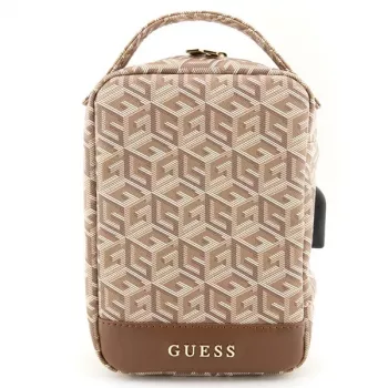 Guess GUHBHGCFSEW organizér taška hnedá GCube Stripe