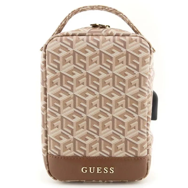 Guess GUHBHGCFSEW organizér taška hnedá GCube Stripe