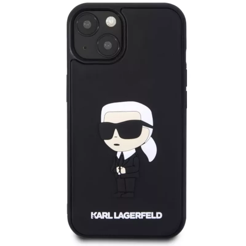 Karl Lagerfeld KLHCP14M3DRKINK pevné puzdro Rubber Ikonik 3D pre iPhone 14 Plus / 15 Plus 6.7 čierne
