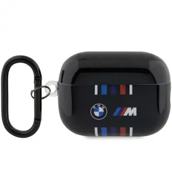 BMW AirPods Pro 2. generácia ochranné puzdro čierne s dizajnom M-Stripe