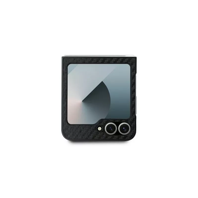 BMW pevné puzdro Carbon Blue Line pre Samsung Galaxy Z Flip6 / Z Flip7 FE – čierne