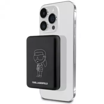 Karl Lagerfeld Ikonik MagSafe bezdrôtová powerbanka 3000mAh čierna