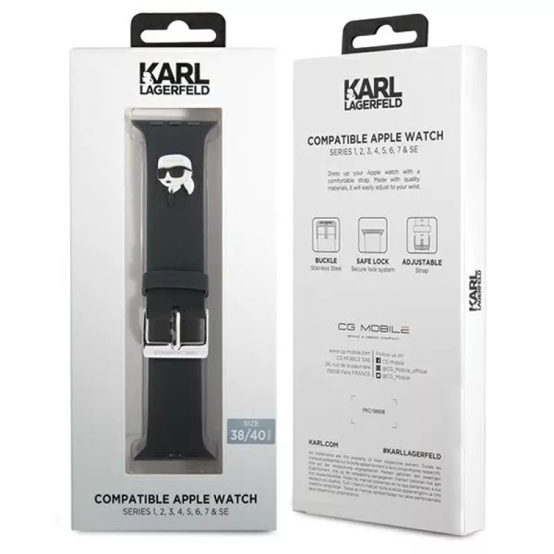 Karl Lagerfeld 3D Rubber Karl Head náramok pre Apple Watch 38/40/41mm čierny