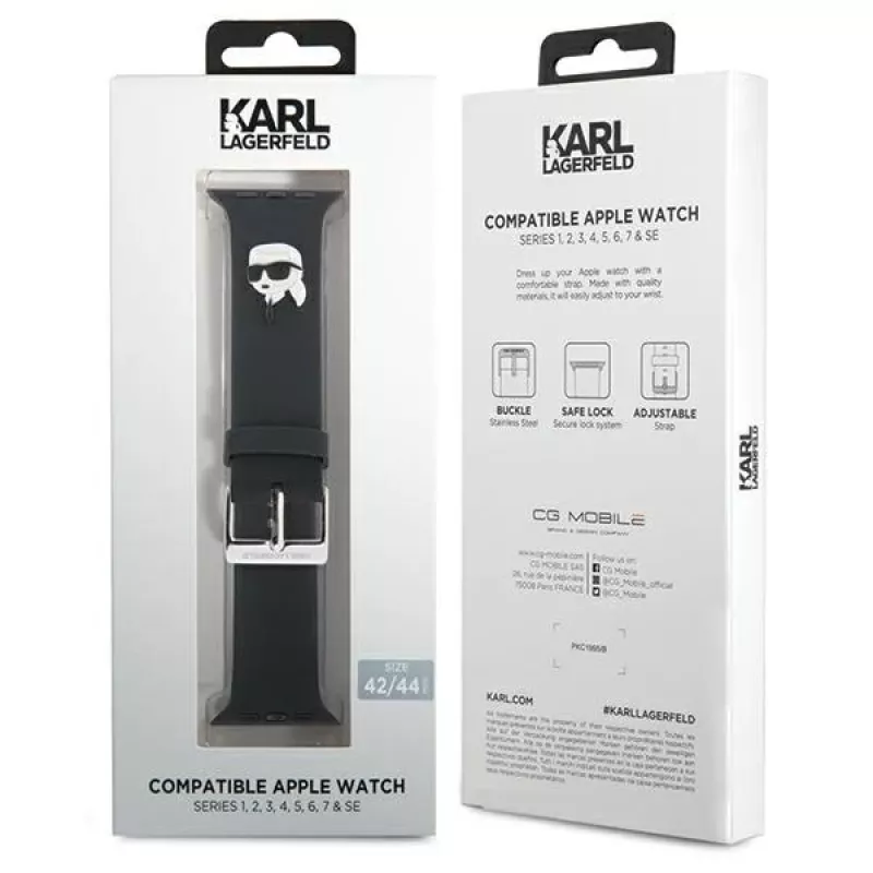 Karl Lagerfeld 3D Rubber Karl Head remienok pre Apple Watch 42/44/45/49mm čierny