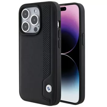 BMW BMHCP15X22RBDK pevné puzdro kožené Blue Dots pre iPhone 15 Pro Max 6,7