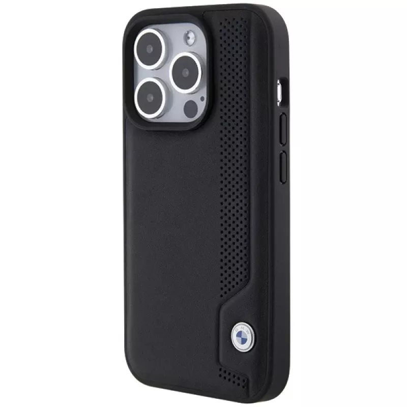 BMW BMHCP15X22RBDK pevné puzdro kožené Blue Dots pre iPhone 15 Pro Max 6,7