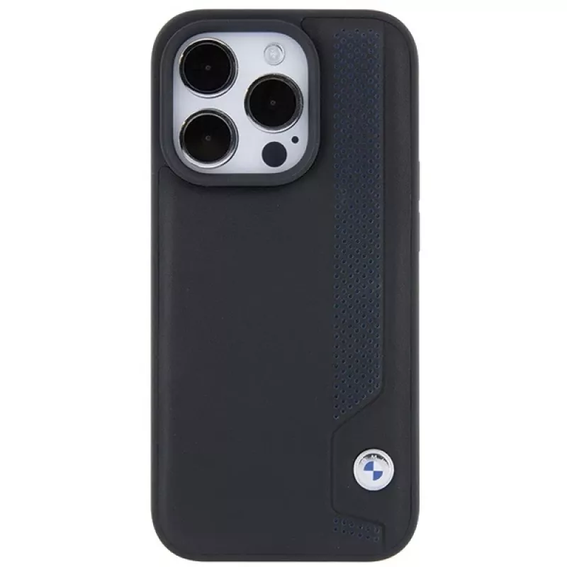 BMW BMHCP15X22RBDK pevné puzdro kožené Blue Dots pre iPhone 15 Pro Max 6,7