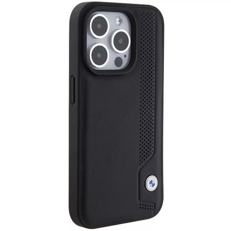 BMW BMHCP15X22RBDK pevné puzdro kožené Blue Dots pre iPhone 15 Pro Max 6,7