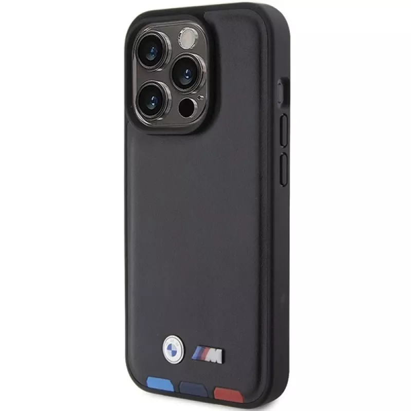 BMW Leather Stamp Tricolor puzdro pre iPhone 15 Pro 6,1