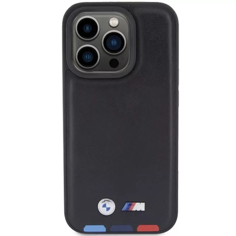 BMW Leather Stamp Tricolor puzdro pre iPhone 15 Pro 6,1