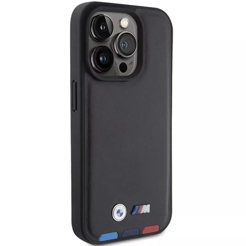 BMW Leather Stamp Tricolor puzdro pre iPhone 15 Pro 6,1