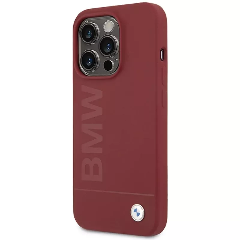 BMW M Collection silikónové pevné puzdro s MagSafe pre Apple iPhone 15 Pro 6,1 inch červené Big Logo