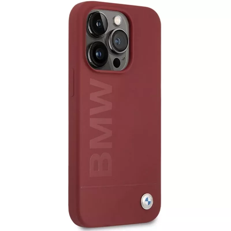 BMW M Collection silikónové pevné puzdro s MagSafe pre Apple iPhone 15 Pro 6,1 inch červené Big Logo