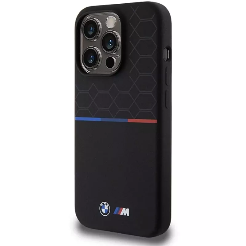 BMW M silikónové puzdro Pattern MagSafe pevné pre Apple iPhone 15 Pro 6,1