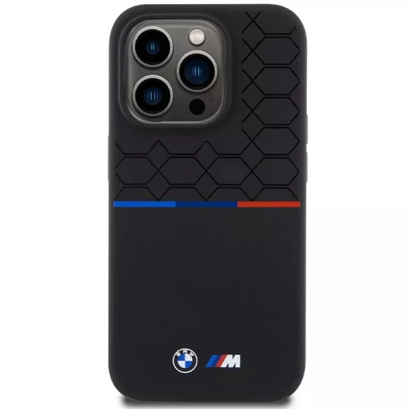 BMW M silikónové puzdro Pattern MagSafe pevné pre Apple iPhone 15 Pro 6,1