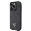 GUESS PU 4G Strass Triangle kovové puzdro + remienok pre iPhone 15 Pro čierne