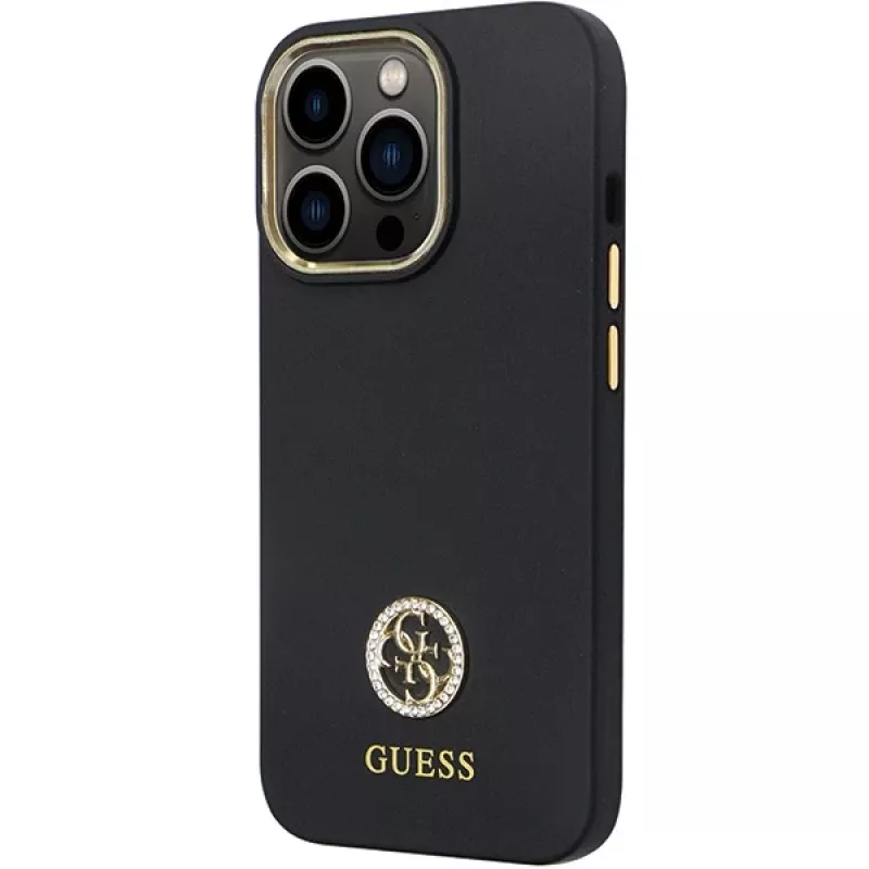 Guess GUHCP13LM4DGPK iPhone 13 Pro / 13 pevné puzdro silikónové Logo Strass 4G čierne