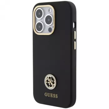 Guess GUHCP15LM4DGPK iPhone 15 Pro 6.1 čierne pevné puzdro silikónové Logo Strass 4G