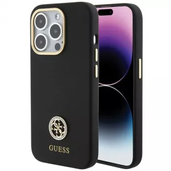 Guess GUHCP15XM4DGPK pevné puzdro silikónové Logo Strass 4G zadný kryt pre Apple iPhone 15 Pro Max 6,7
