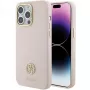 Guess GUHCP15XM4DGPP iPhone 15 Pro Max 6,7 inch ružové silikónové pevné puzdro s logom Strass 4G
