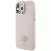 Guess GUHCP15XM4DGPP iPhone 15 Pro Max 6,7 inch ružové silikónové pevné puzdro s logom Strass 4G