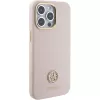 Guess GUHCP15XM4DGPP iPhone 15 Pro Max 6,7 inch ružové silikónové pevné puzdro s logom Strass 4G