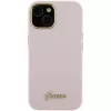 Guess GUHCP15SSMBSLP silikónové pevné puzdro Script Metal Logo & Frame pre Apple iPhone 15 / 14 / 13 6,1