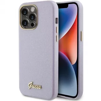 Guess GUHCP15LPGMCSL Glitter Glossy Script pevné puzdro pre iPhone 15 Pro 6,1