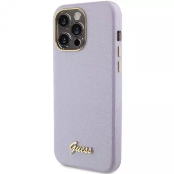 Guess GUHCP15LPGMCSL Glitter Glossy Script pevné puzdro pre iPhone 15 Pro 6,1