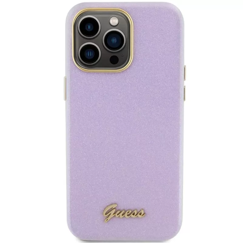 Guess GUHCP15LPGMCSL Glitter Glossy Script pevné puzdro pre iPhone 15 Pro 6,1