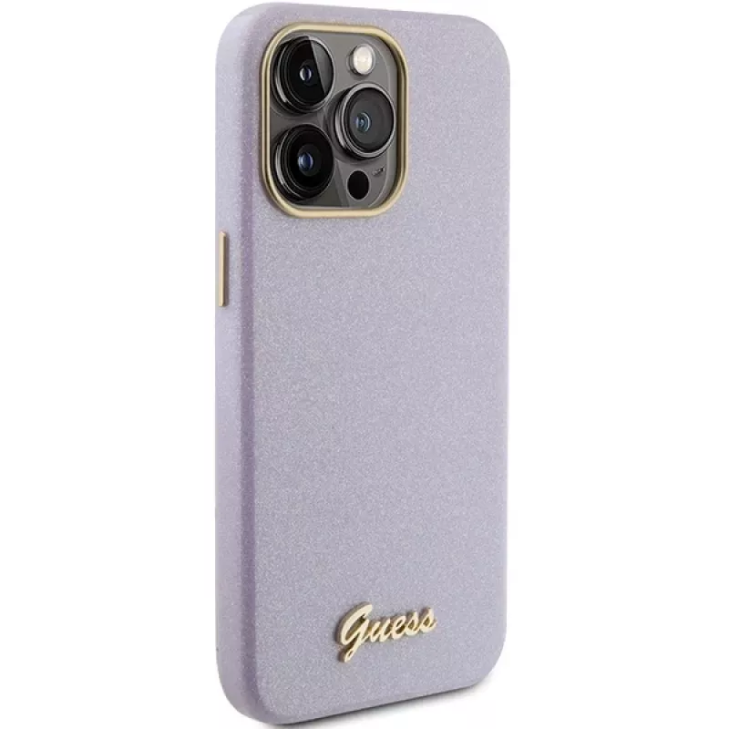 Guess GUHCP15LPGMCSL Glitter Glossy Script pevné puzdro pre iPhone 15 Pro 6,1