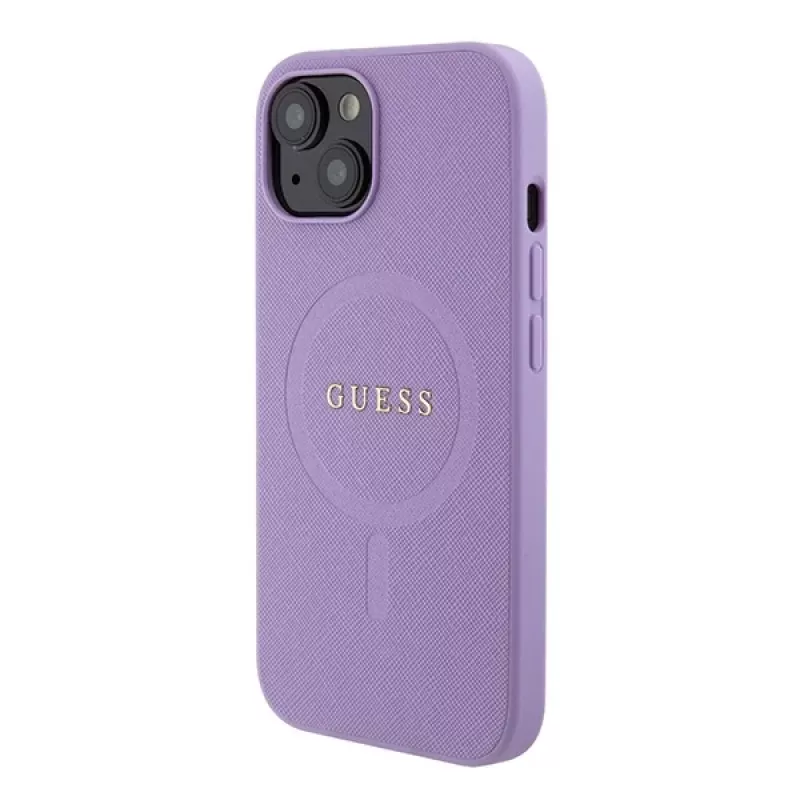Guess GUHMP15MPSAHMCU Saffiano MagSafe pevné puzdro pre iPhone 15 Plus / 14 Plus 6,7 inch – fialové